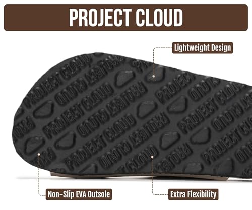 Image of Project Cloud Kids Sandals 100% Genuine Leather - Natural Cork Footbed Non-Slip Slides for Kids - Lightweight Boys & Girls Sandals - Water-Resistant Girls & Boys Sandals