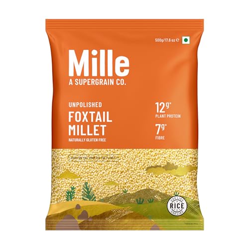 Mille Foxtail Millet Whole Grain | Certified Low GI | Rice Replacement | Unpolished, No Soaking Required | High Fibre and Plant Protein | Gluten Free | Cooks in 10 minutes