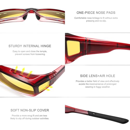 Image of HAOLOTA Night Vision Driving Over Glasses, Polarized Nighttime Glasses Men Women Anti Glare Yellow Tinted Lens