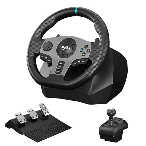 PXN V9 Gaming Steering Wheels, 270/900° Driving Sim Racing Wheel, with Racing Shifters Paddle, 3-pedal Pedals and Gear lever Bundle for Xbox Series X|S, PS3, PS4, PC, Xbox One, NS(Used – Like New)