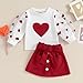 Gureui Toddler Baby Girl Valentines Day Outfit Long Sleeve Red Heart Print Sweatshirt Skirt Clothes Set (A White Heart, 2-3T)