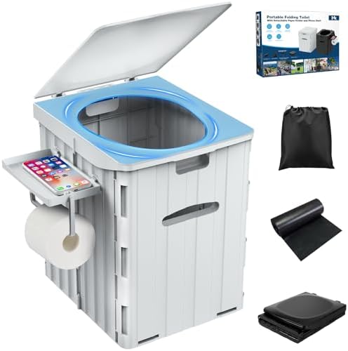 Extra Large Portable Toilet, 15.4" H Patented Foldable Camping To...