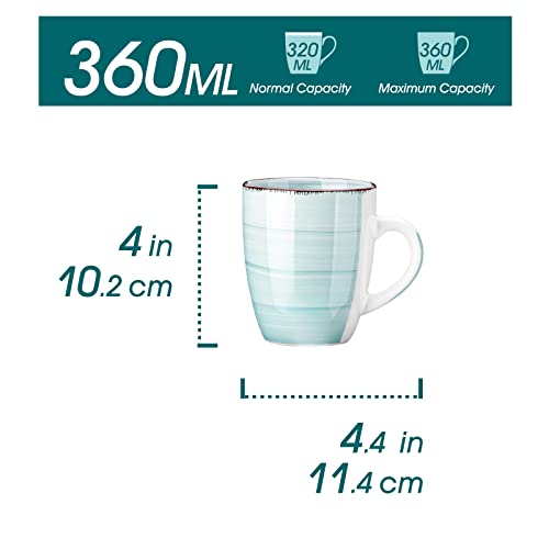 Miniatura 2 de Vancasso Serie Bonita Set 6 Tazas De Café, 360 Ml Tazas Desayuno Mugs, Juego De Tazas De Leche, Tazas De Cerámica, Microondas Y Lavavajillas, Pintados A Mano De Estilo, Azul