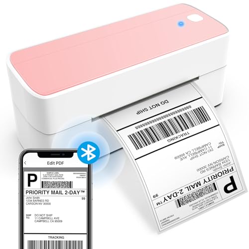 ASprink Impresora Termica de Etiquetas 4x8 - Impresora Multifuncion de Etiquetas InaláMbrica Bluetooth de Sobremesa - Impresora MultifuncióN PortáTil - Rosado-Púrpura