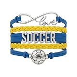 Infinity Collection Soccer Gifts, Soccer Bracelet, Soccer Jewelry, Adjustable Soccer Charm Bracelet- Soccer Gifts (Blue/Yellow)