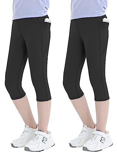 Leggings de sport 3/4 fille Kiench lot de 2 capris de yoga et gym avec poche