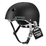 80SIX Skaterhelm Fahrradhelm für Kinder, Jugendliche, Erwachsene–Zertifiziert (CE EN1078)–Schutzhelm mit verstellbarem Drehverschluss für Scooter, Skateboard, BMX und Inline Skates–M/L–Schwarz Matt