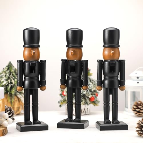 Nussknacker Figur Schwarz 14 Cinnvoice Nussknacker-Figuren aus Holz, 25,4 cm, Schwarz, 3 Stück,...