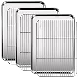 Juego de bandejas para hornear con estante (3 sartenes + 3 estantes),bandeja antiadherente para hornear