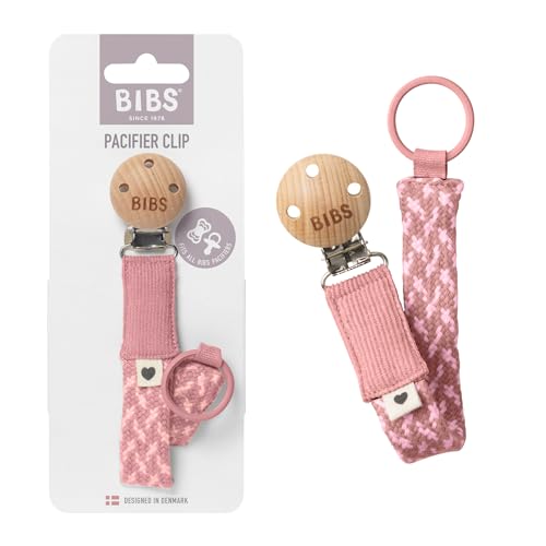 Image of BIBS Paci Braid Dummy Chain Organic Cotton Danish Design, One Size (0-36 Months), Dusty Pink