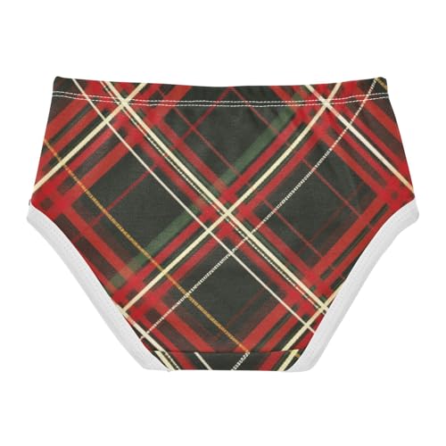 Girls' Cotton Briefs Breathable Underwear for Young Girls Red Black Plaid2