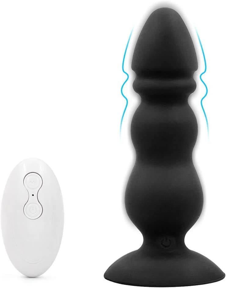 Stimulateur clitoridien et anal en silicone souple noir de 11.3cm