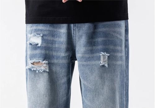 Men Vintage Jeans Street Ripped Hip Hop Hole Trousers Casual Straight Denim Pants3