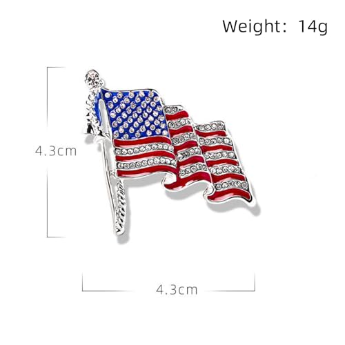 Image of Enamel Brooch Pin For Women Men, Vintage American Flag Crystal Lapel Pin, Christmas Brooch Suit Dress Clips Accessory Gift