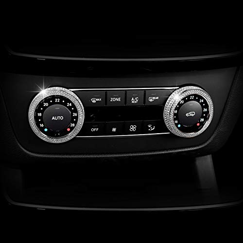 Lecart Compatible Bling Air Conditioner Switch Knob Cover For Mercedes Crystal Metal Air Conditioning Knob Decor Covers Fit For Mercedes-Benz C-Class E-Class Cla Cls Gla Glk Glc Gls Gle 2 Pack #TOP6
