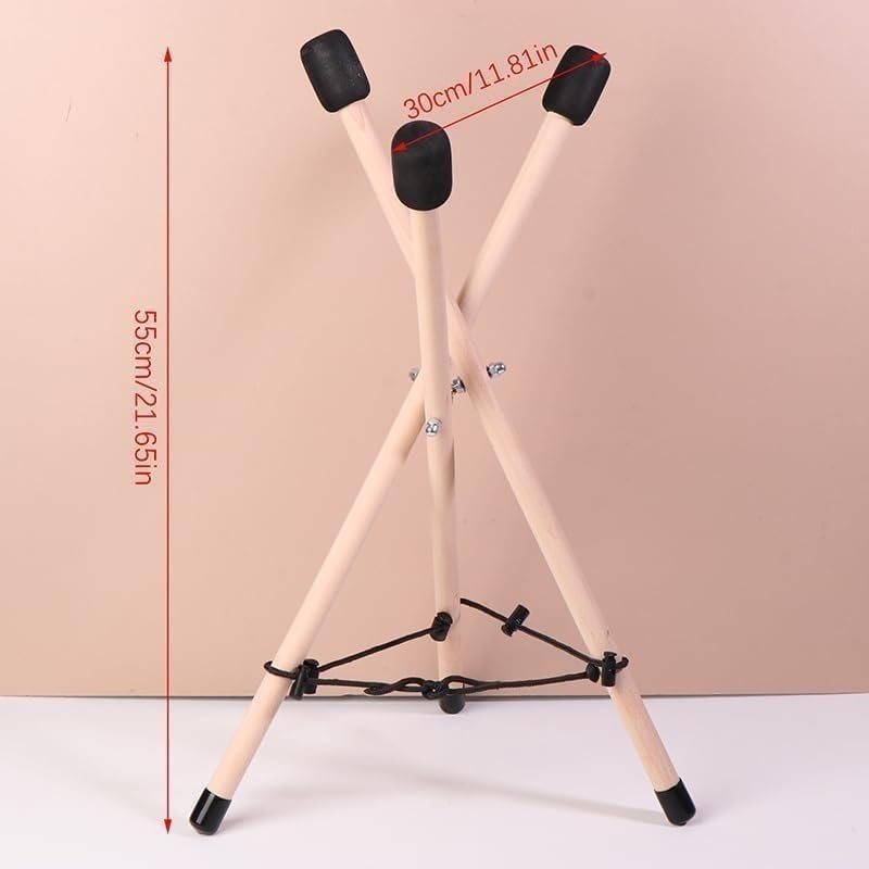 Drum Stand Adjustable Solid Wood Triangle Base for Snare Drum Steel Tongue Drum 10–15 Inch, Stable Support Structure-Non Slip Pad | Practice Performance Setup