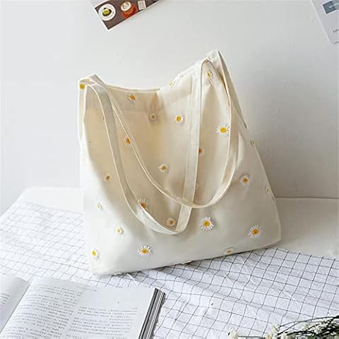 Zempertoopa Tote Bag Canvas Small Shoulder Purses Handbag Cute Shopping Bag For Women Shopper Female Girls Foldable Totes-Beige Cover