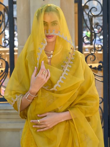 Image of INDO ERA Women's Silk Blend Embroidered Straight Kurta and Pant with Dupatta Set (KH9BK6210)