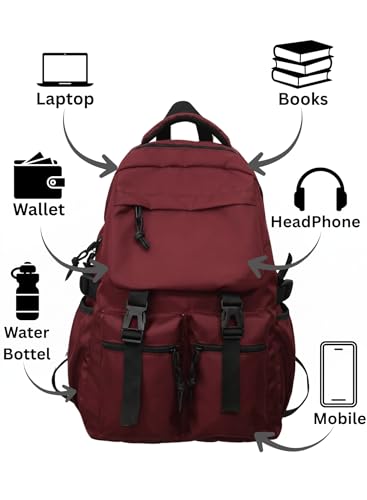 Image of Glowic Spacious Backpack with Compartments for 15-Inch Laptop, Books, Headphones, Phone, Wallet, and Water Bottle - Ideal for Daily Use