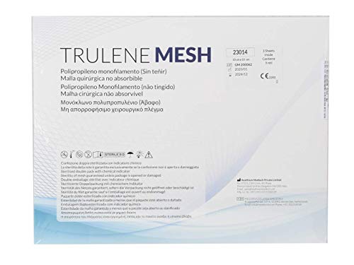 TRULENE MESH, Steriles, Nicht Resorbierbares Chirurgisches Netz aus Monofilem Polypropylen, Größen: 10 x 15 cm, Packung von 3 Stücken.