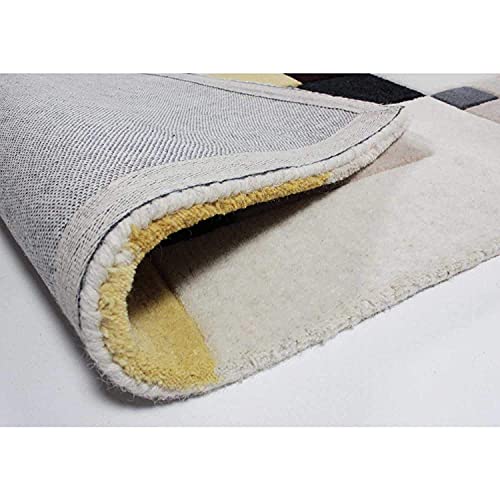 Image of Mordern Design Handmade Tufted Carpet Pure Woollen Export Quality Carpet for Living Room, Bedroom Hall [ Size 6 x 8, Color White Beige ]