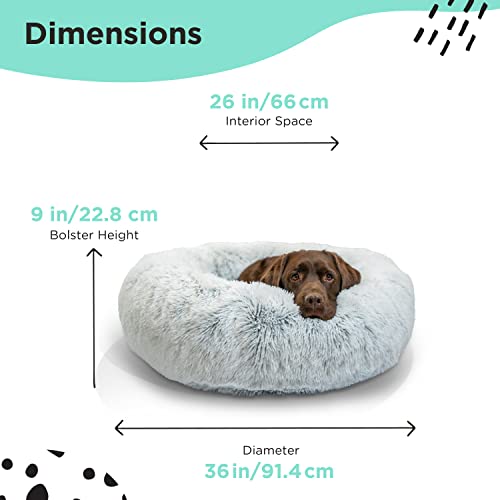 Best Friends By Sheri The Original Calming Donut Cat And Dog Bed In Shag Fur Frost, Large 36X36 #TOP2