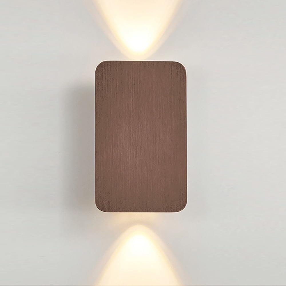COSRUB Minimalist Rectangle LED Wall Sconce, Up Down Lighting Wall Lights Modern Brushed Aluminum Small Wall Lamps for Hallway Living Room Entryway(Brown(3000K),7cm/2.75in)