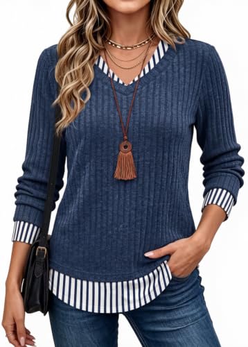 WIHOLL Womens Long Sleeve Shirts Lightweight Tunic Sweaters