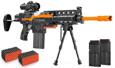 FoMass Rifle eléctrico de Juguete para Nerf Sniper con Visor de 3 Modos, Recargable, con bípode, 2 Cargadores y 100 Dardos, Regalo para niños a Partir de 6 años | Ya disponible en tu tienda friki favorita! En mundofriki.es!