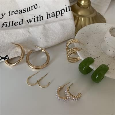Fashion Earrings Hoop earrings Set for Women, Bohemian Acrylic Hoop Silver Pearl Earings, Leopard Print Earrings, Snake Butterfly Earrings, 38 Pairs Drop Dangle Earrings for Birthday/Gifts