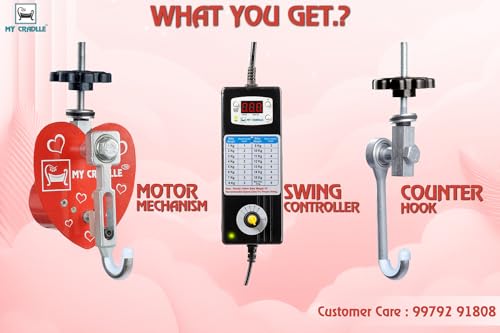 Image of My Cradle Electric Cradle Motor Digital Timer 15 min to 9.45 hrs. First Time in India Time and Speed Adjustable Kit 20kg Load, for New Born Baby-Red Heart (Only Automation Kit)(Cradle not Included)