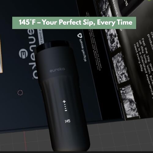 Eureka Smart Heated Coffee Mug.12oz Self Heating Tumbler with 3H Rechargeable Battery Wireless Charger. 360°Leak Proof Lid Travel Mug, Temp Control, LED Display Cordless Coffee Warmer by E - Image 9