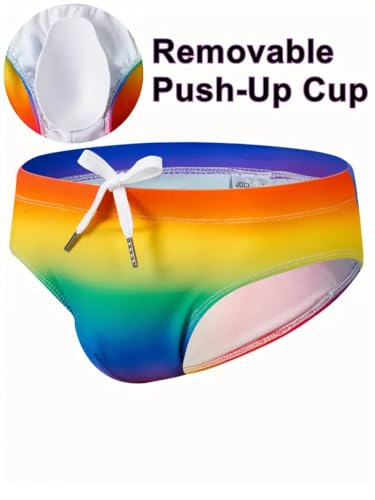 JOCKMAIL Mens Swim Briefs Bikini Underwear Printed Swimsuit Beach Swimwear Low Rise Quick Dry with Drawstring3