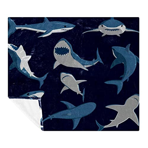 Couverture polaire requin en microfibre douce pour lit enfant