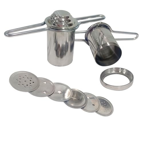 Stainless Steel Press Sev Sancha Machine Press Murukku Maker Traditional Sorya Idiyappam Maker Kitchen Dough Press Dab sev Sancha with 6 Jali
