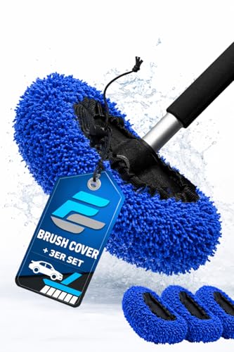 FS Premium SB Waschbürstenüberzug 3er Set inkl. Transportbeutel Mikrofaser Brush Cover für Auto-Waschbürsten lackschonend & kratzfrei waschbar für SB-Waschanlagen Auto Wohnmobil Felgen