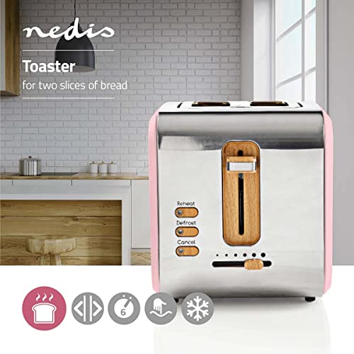 Nedis-Tostadora-2-Ranuras-Anchas-Suave-al-Tacto-Rosa