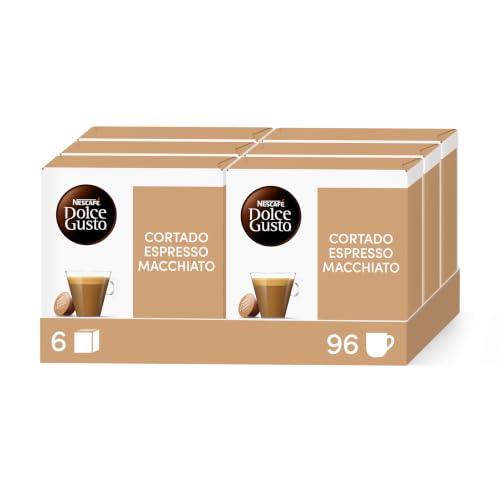 Nescafé Dolce Gusto Cortado Espresso Macchiato - Café - 96 Capsules (Pack de 6 boîtes x 16)