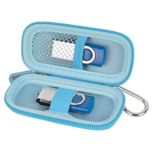 USB Flash Drive Case, SD Card Holder Compatible with Thumb Drive, Memory Cards, SDXC SDHC Storage Bag, Electronic Accessories Organizer for SanDisk for Samsung for Inland (Light Blue)