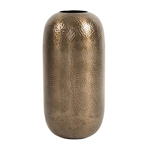Howard Elliott Decorative Oversized Cylinder Flower Vase Finish, 12 x 26 Inch, Metal Hammered Deep Bronze Cover