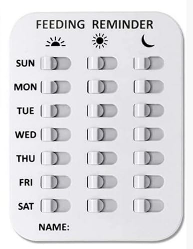 Giyochie Pet Feeding Reminder for Dogs Cats, Dog Fed Sign Tracker 3 Times A Day Chart Slider Sign Helps You to Track Pet Feeding and Medication, Easy to use On Fridge Or Wall(Color:White)
