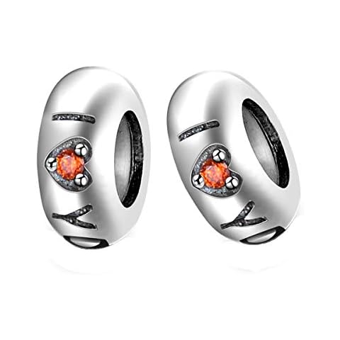 GW 2PCS 925 Sterling Silber Gummi Spacer Stopper Bead Charm für Pandora Stil Armbänder (Spacer Perle) Cover