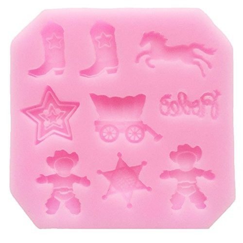 FUNSHOWCASE Mini Wild West Cowboy Theme Silicone Candy Mold, for Cake Cupcake Decorating, Crafting, Polymer Clay, Resin