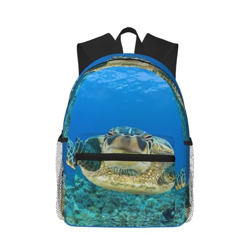 Sac à dos voyage noir imprimé tortues de mer ordinateur portable