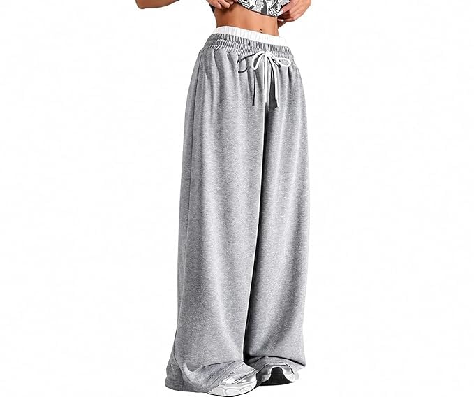 aurvy Women Wide Leg Palazzo Pants | High Waisted Drawstring Lounge Trousers | Loose Fit Casual Flowy Pants | Comfortable Bottoms-picture-31