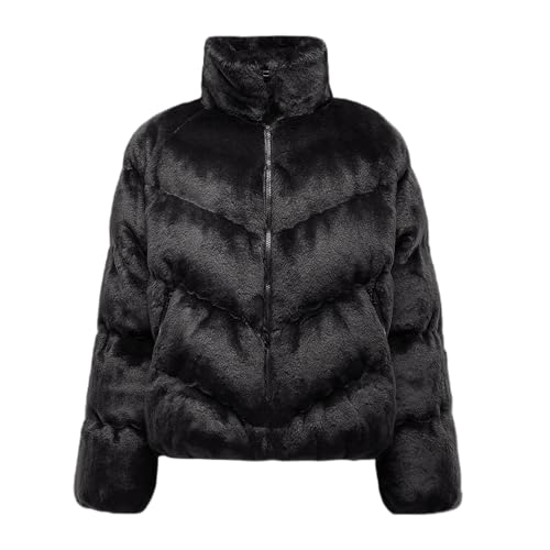 Image of Nike Sportswear Windpuffer Women's Therma-FIT Loose Faux Fur Jacket (Black/White, FV8005-010), Black/White, X-Small