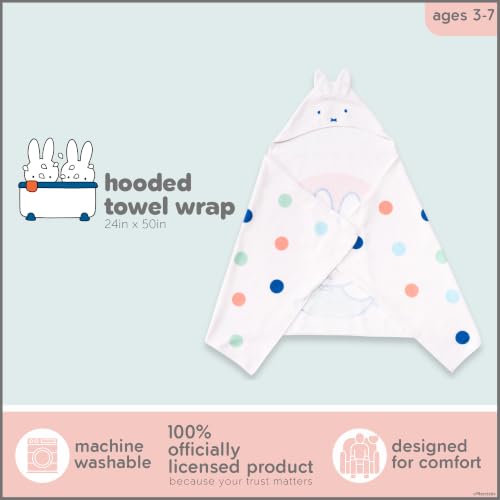Image of Miffy Kids Super Soft Bath /Pool /Beach Soft Cotton Terry Hooded Towel Wrap, 24 in x 50 in (Officially Licensed Product) By Franco