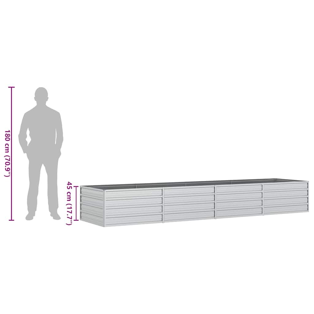 Jardín de 320 x 80 x 45 cm – robusto bancal de acero galvanizado en plata – Gran bancal elevado para jardín, balcón y terraza – perfecto para verduras, hierbas y flores