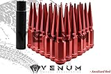 20 Pc M14x1.5 Anodized Red Spike Lug Nuts - Powder Coated - 4.5' Tall Compatible with Dodge Charger...