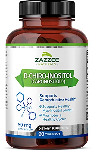 Zazzee D-Chiro-Inositol, 90 Vegan Capsules, 50 mg per Capsule, 3-Month Supply, Ideal Dosage for 40:1 Ratio with Myo-Inositol, Vegan, Non-GMO and All-Natural